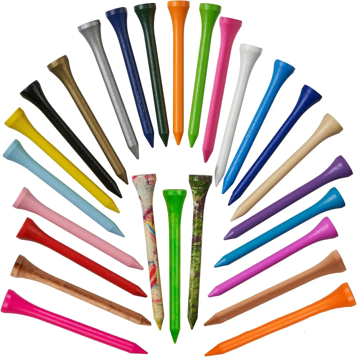 

Bamboo Golf Tees 70mm 2 3/4" Biodegradable Tee Pegs Mixed Colour Pack of 100 for Drivers and Irons