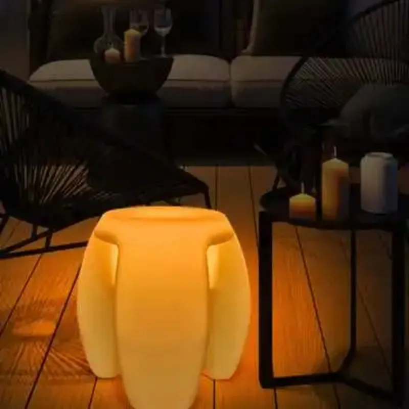 Rotational Plastic Simple Chargeable with Remote Control Color-Changing LED Luminous Bar Stool