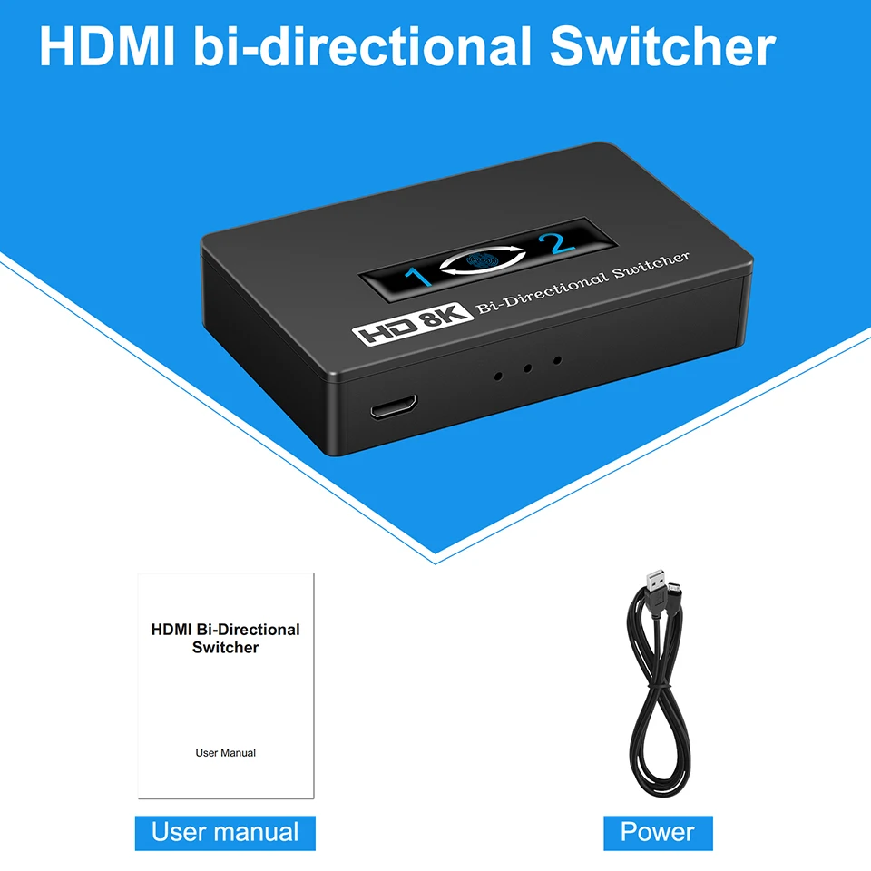 Двунаправленный HDMI-переключатель, 2 входа на 1 выход, HDMI-Сплиттер, 1 вход на 2 выхода, поддерживает 4K 1080, HDMI-переключатель для HDTV, Blu-Ray-плеер