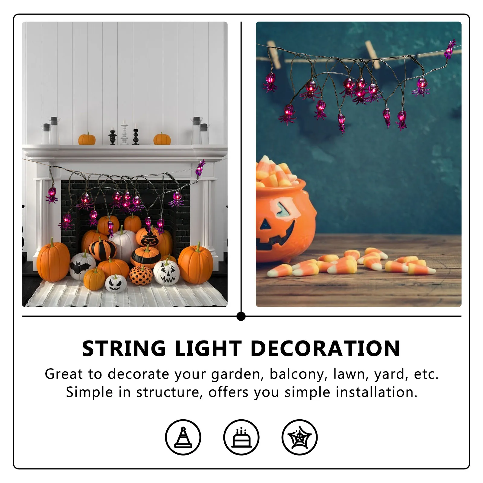 

Solar Spider String Lights Halloween Decorative Purple LED Garden Yard Balcony Lawn Festive Lighting Outdoor Party Supplies