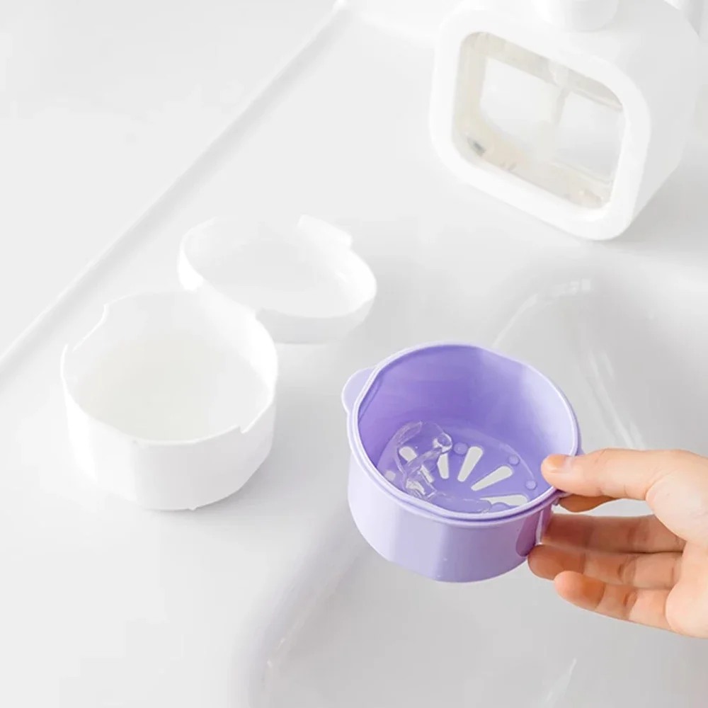 Orthodontic Dental Retainer Case - Invisible Braces Mouth Guard Denture Cleaning Storage Box for Oral Hygiene