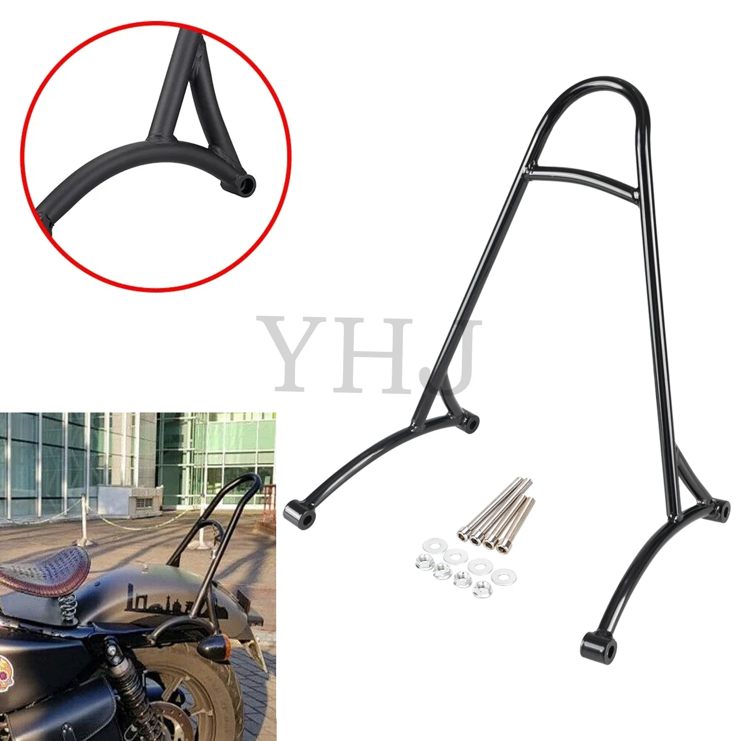 

For Harley Motorcycle Forty Eight XL1200X Sportster 883 Super Low XL883L 2004-Up Black Sissy Bar Rear Passenger Backrest