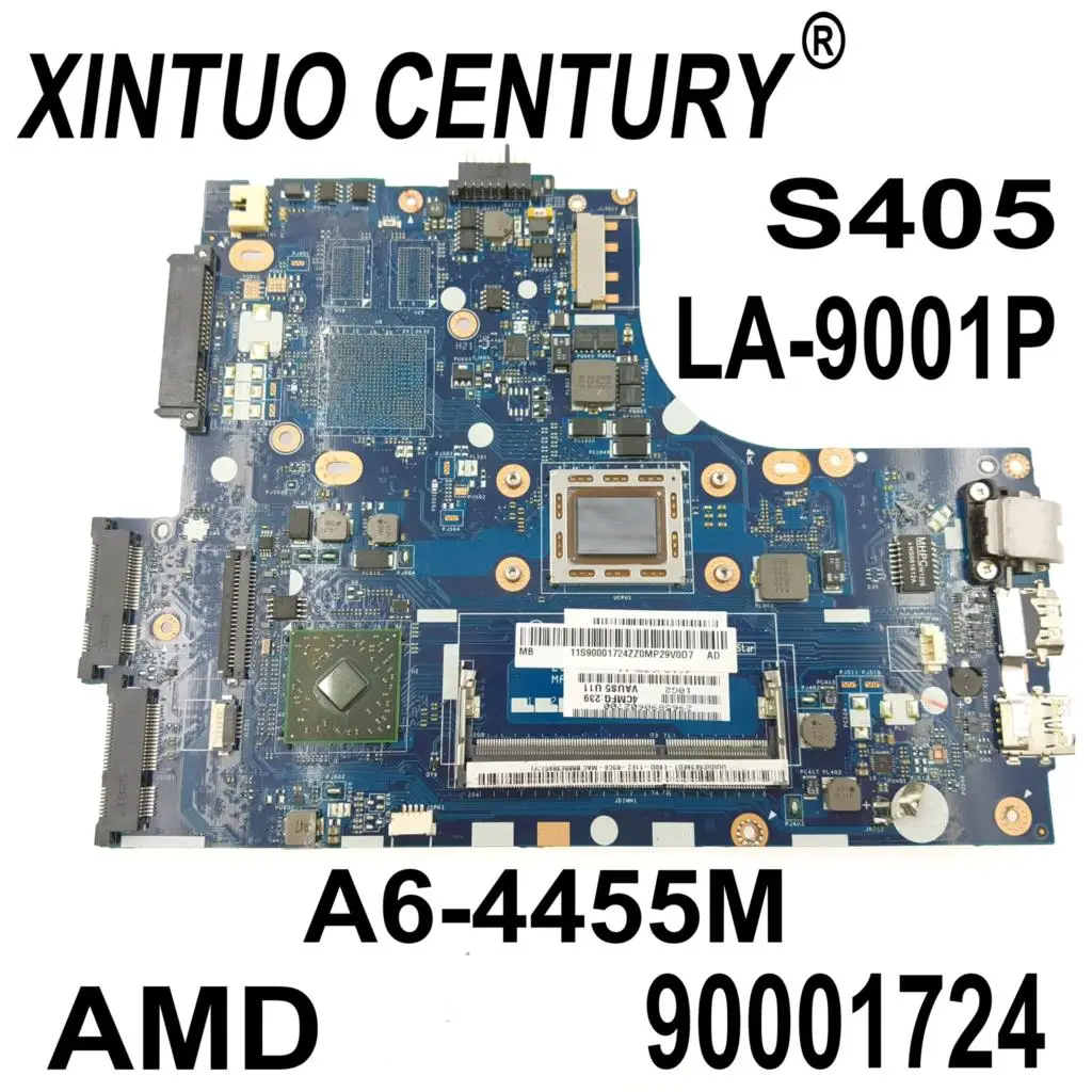 For Lenovo 90001724 Ideapad S405   Laptop motherboard VAUS5 LA-9001P A6-4455M CPU Onboard DDR3 100% Test Work