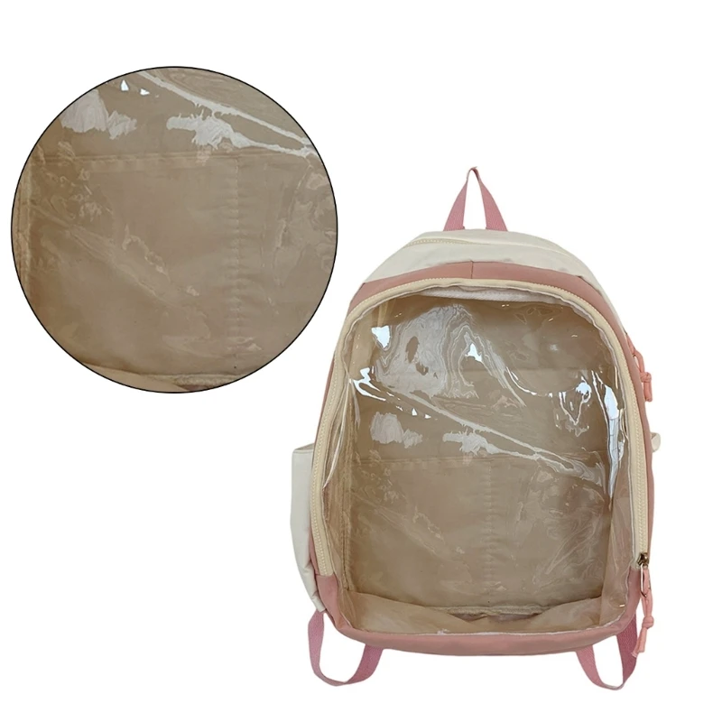 Mochila com tema boneca transparente exclusiva, alças confortáveis ​​de PVC para uso diário