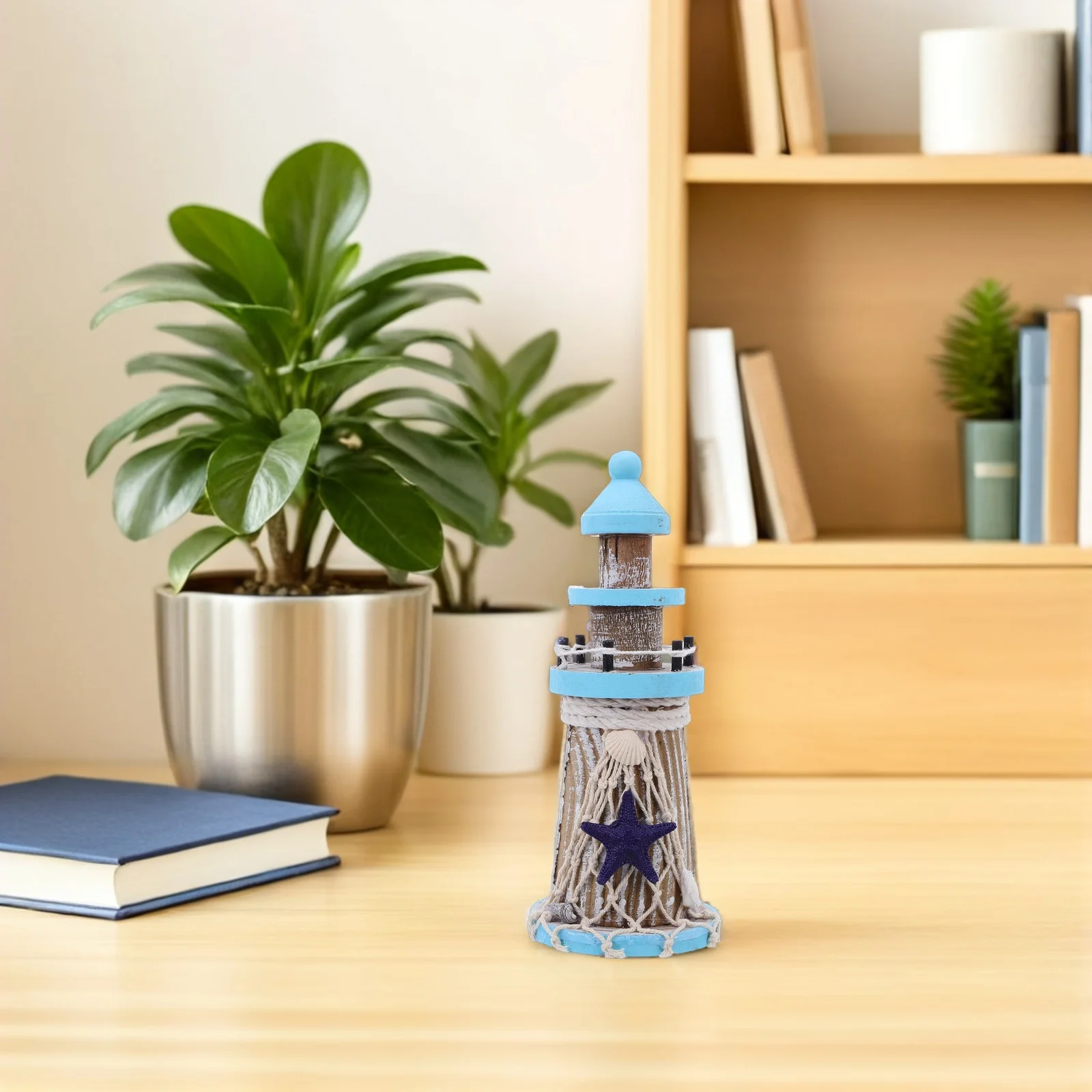 19 سنتيمتر خشبية البحر الأبيض المتوسط نمط المنارة بحري منضدية زخرفة خمر المحيط موضوع غرفة الشاطئ الديكور