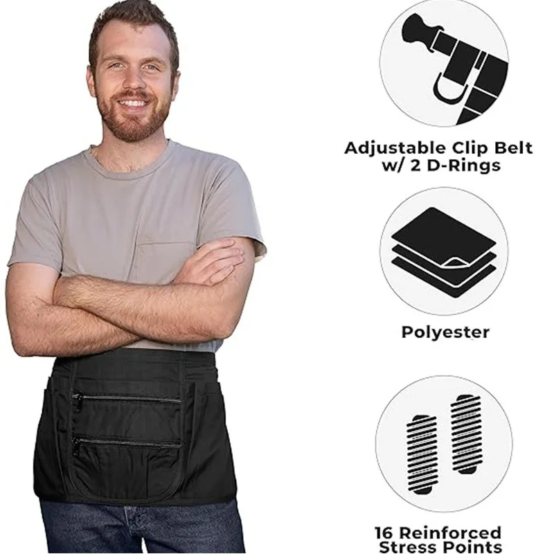 Oxford-Stoff, wasserdicht, Doppeltaschen, Sprühflaschenhalter, Hängering, Gartenarbeit, Arbeitskleidung, halblange Schürze, kurzer Stil