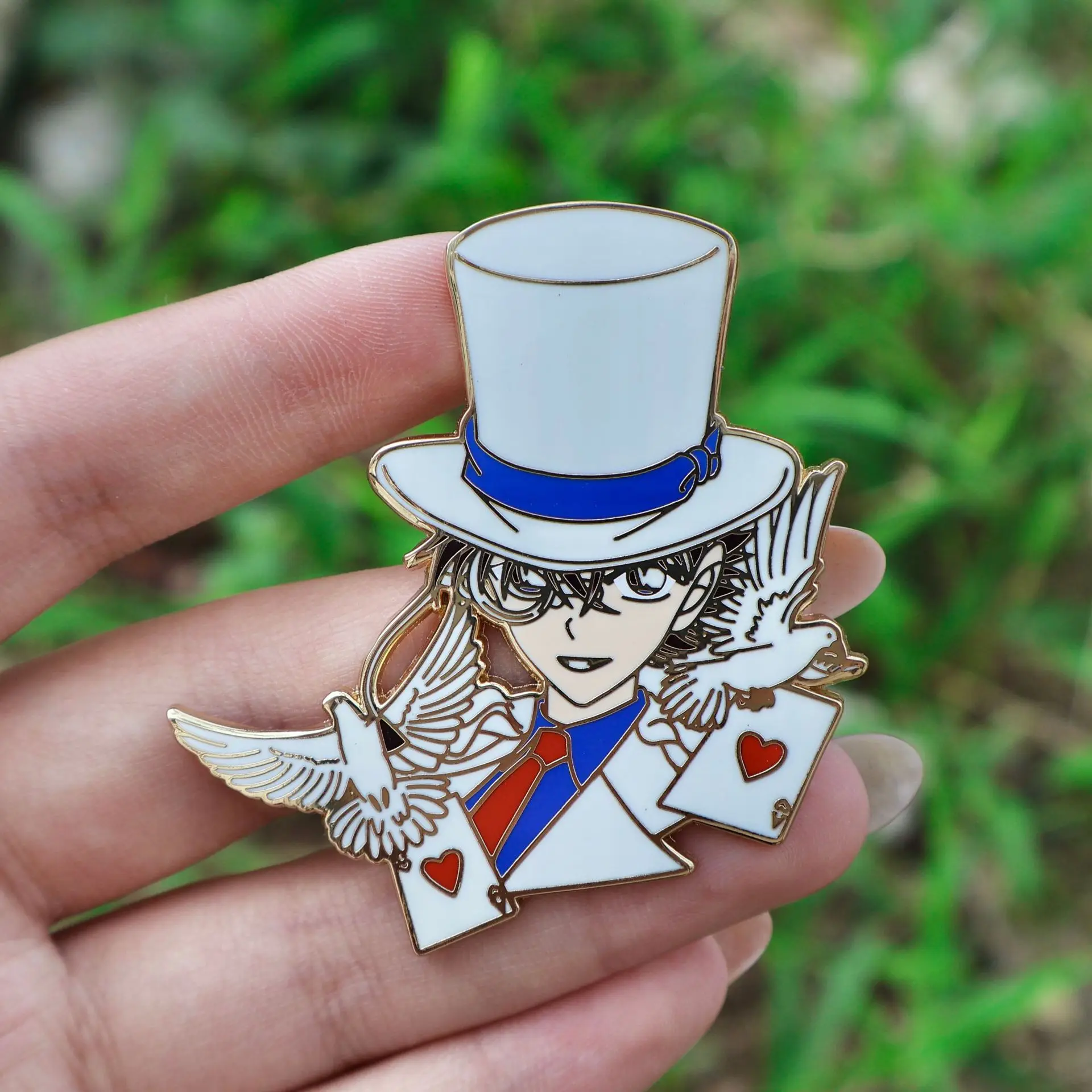 Металлические значки-подвески Kaitou Kiddo, аниме-значки Детектив Конан Куроба Кайто, манга-броши для рюкзаков, одежды, лацканов, ACG косплей