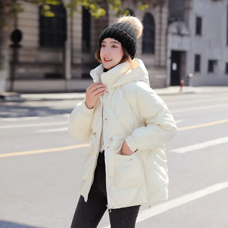 

New Women Down Cotton Coat Winter Jacket Female Short Glossy Parkas Loose Given To Philandering Outwear Hooded Overcoat