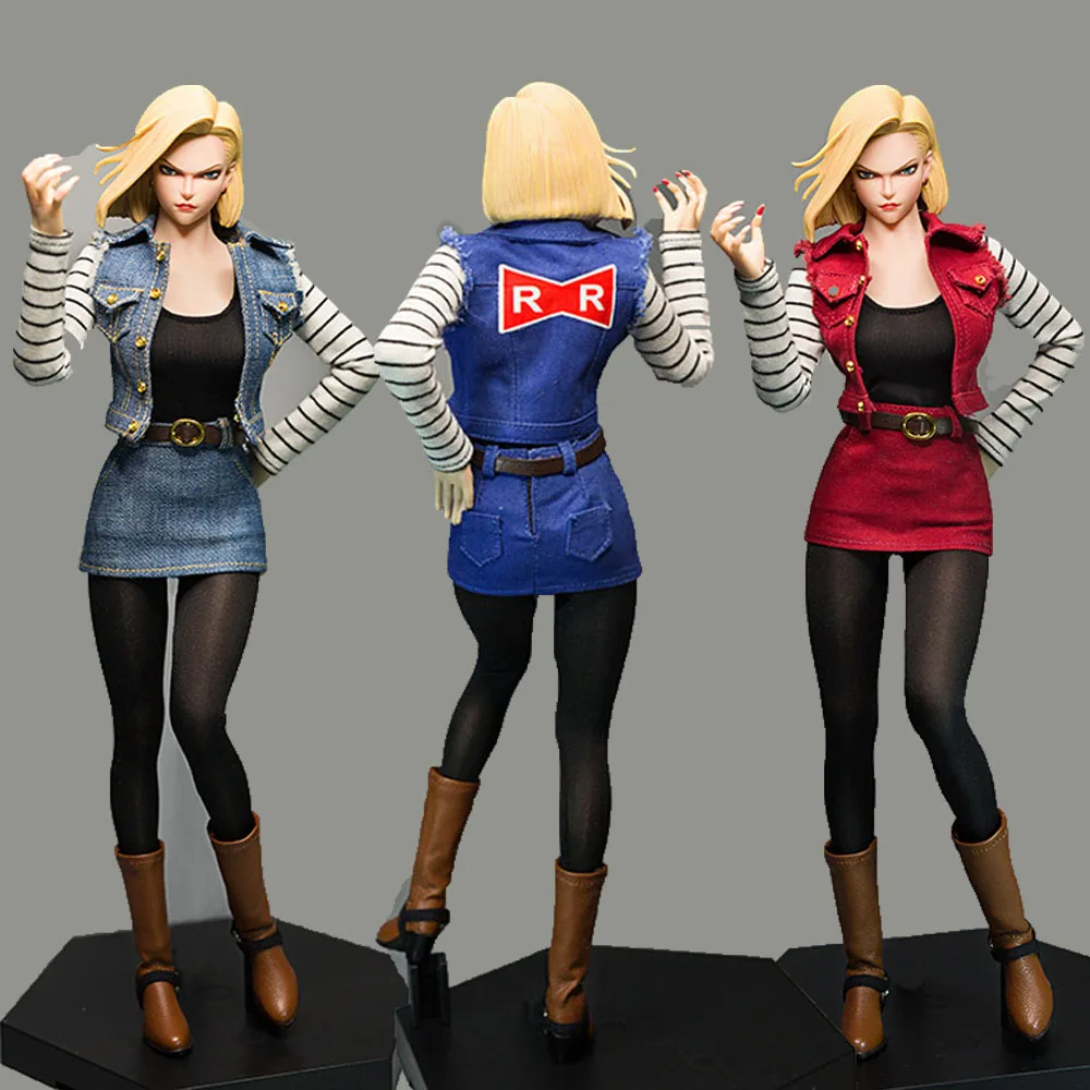 

Cdtoys M013 1/6 Android 18 Vest Skirt Set Clothes Fit 12'' Female Soldier Action Figure Body Dolls for Collection