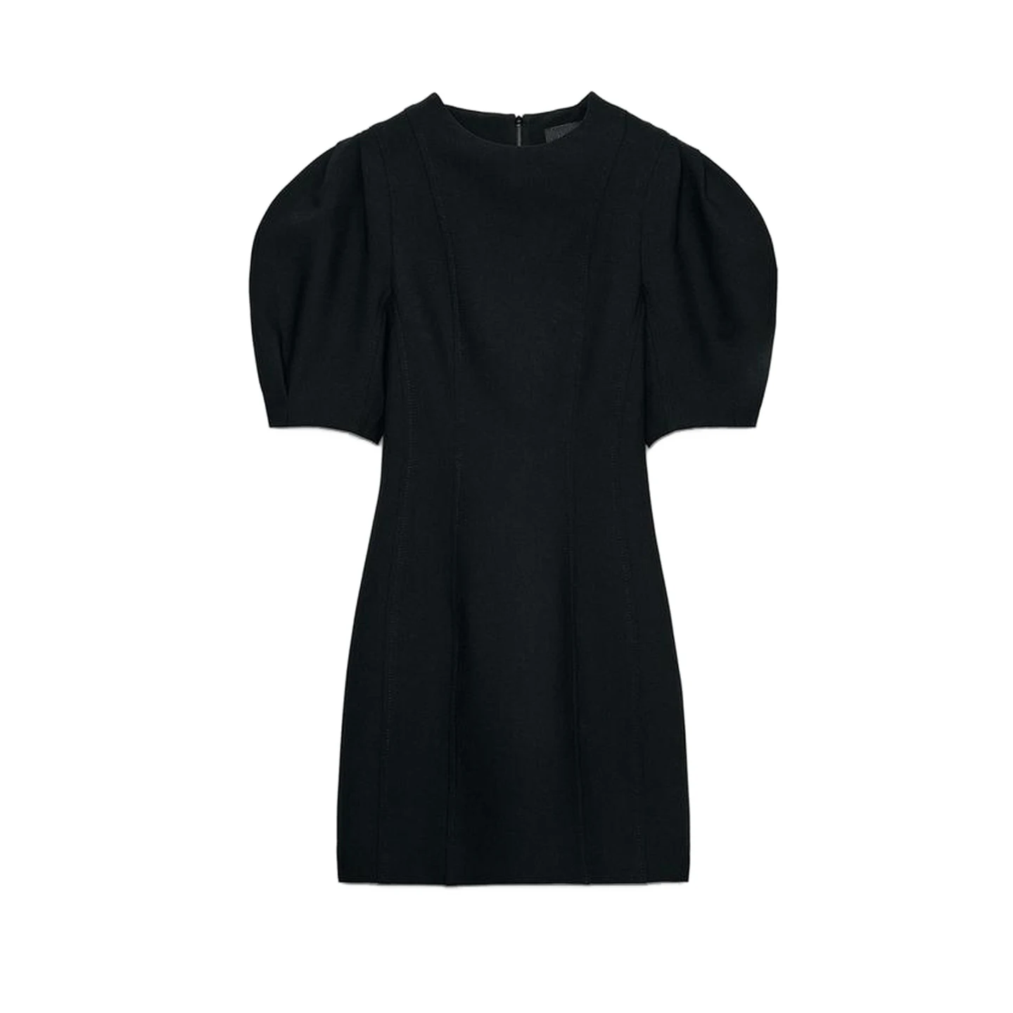 Inverno novo feminino hepburn sle ort sve redondo ne bolha sve ort dr linha de costura decoração ci commute dr