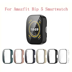 Screen Protector for Amazfit Bip 5 Smartwatch, Ultra-Thin PC Bumper & Tempered Glass Face Cover.