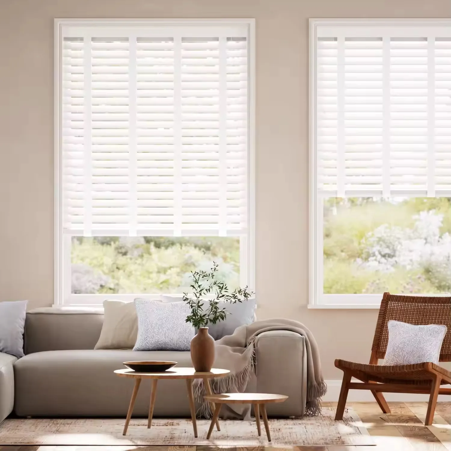 

Cordless and Electric System Faux Wood Venetian Blind, Waterproof, Easy to Clean and Adjust, Eco-Friendly For windown European