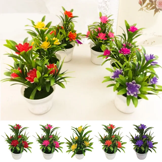 Artificial Flowers Plant Pot Simulate Fake Plastic Flowers Home Office Decor Gift Desktop Bonsai Wedding Party Balcony Ornaments 5 Artificial Flowers Plant Pot Simulate Fake Plastic Flowers Home Office Decor Gift Desktop Bonsai Wedding Party Balcony Ornaments 5