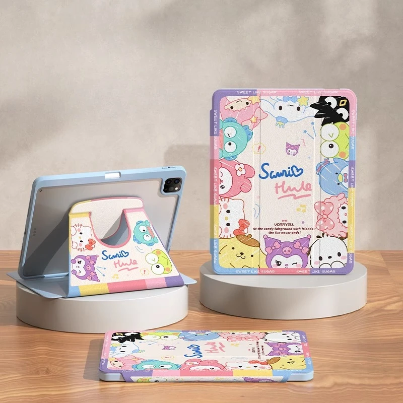 

Sanrio Kuromi for iPad Case IPad Pro 3 4 5 11in 12.9in Protective case IPad 8 9 10 10.2in 10.9in Anti Fall Rotating Tablet Cover