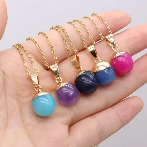 Natural Stone Lapis Lazuli  Adzuki Bean-shaped Semi-precious Stone Pendant Necklace Men Women Wear Holiday Gifts Wholesale 1PC