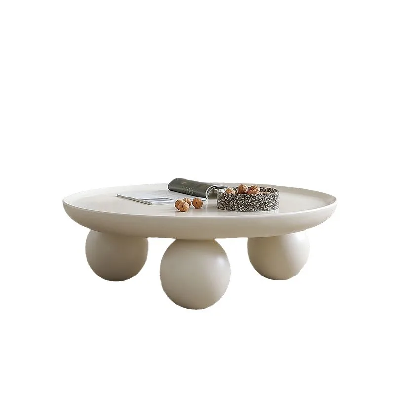 Cream Style Coffee Table Living Room Round Coffee Table Salon Dining Modern Furniture Minimalist Household Sofa Side Table