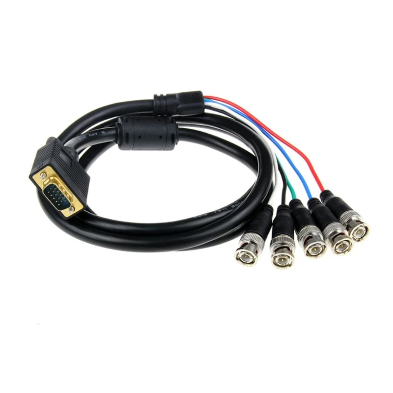 

VGA To 5 BNC RGBHV Cable Bidirectional Intercommunication Coaxial High Resolution Adapter Cord For HDTV And Projectors
