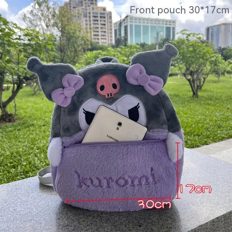 New Sanrio Cute Cartoon Plush Backpack Kuromi Large Capacity Melody Backpack School Girls Korean Backpack Gift For Girls