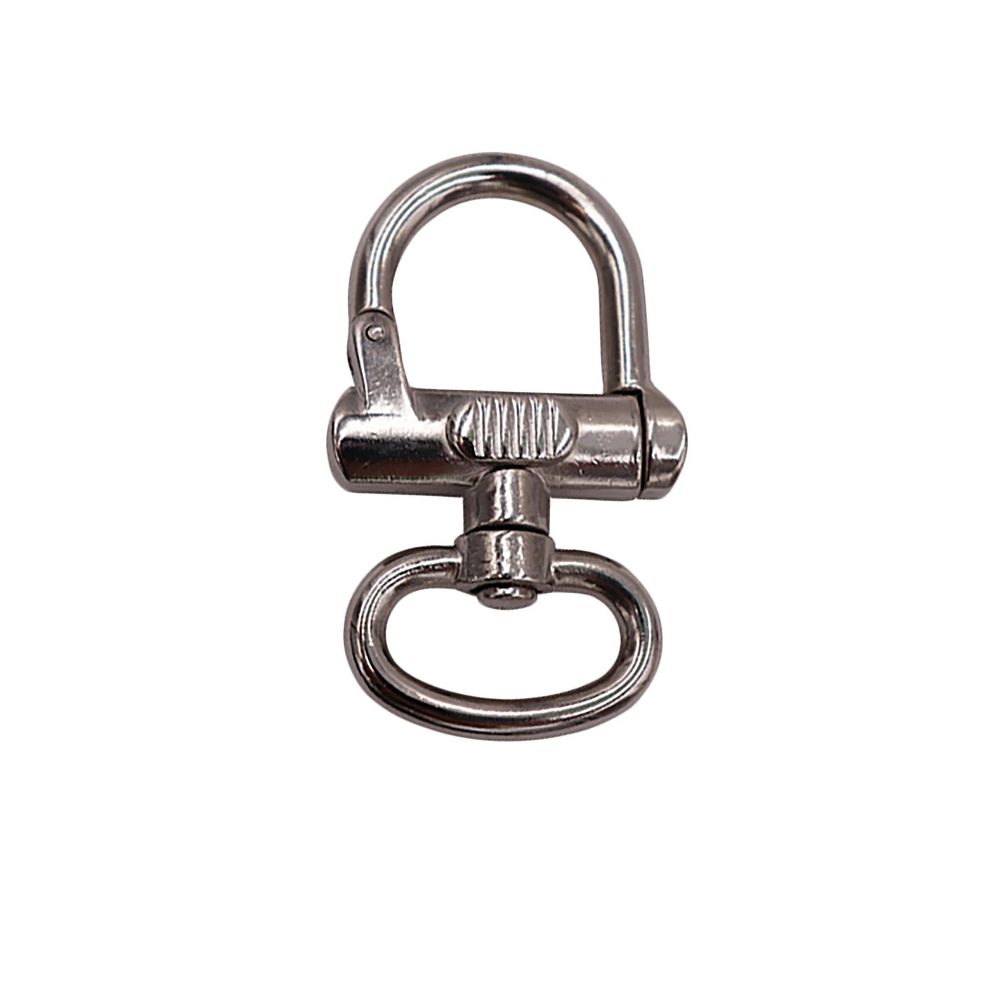 solid metal silver plated sweden slide lock nautical carabiner hook Oval swivel ring leather craft DIY keychains FOB dog leash