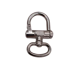 solid metal silver plated sweden slide lock nautical carabiner hook Oval swivel ring leather craft DIY keychains FOB dog leash