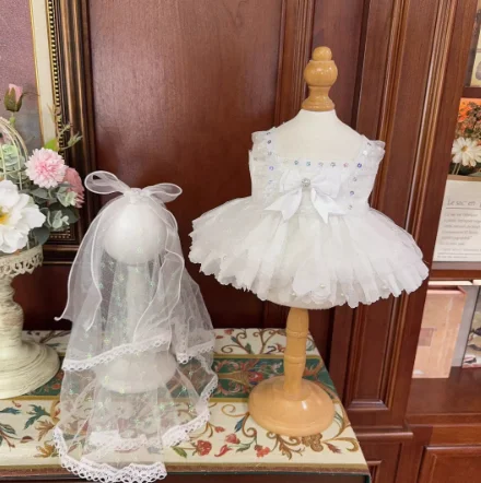 فستان زفاف من الدانتيل الأبيض مع حمالات ، ملابس دمية مصنوعة يدوياً ، زي تنكري ، حفلة كوز ، جميلة ، مثيرة ، 10 من 20 ، أصلية