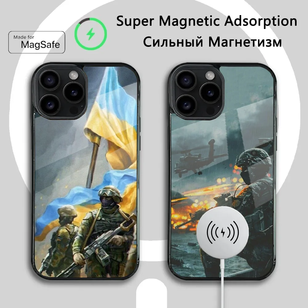 U-Ukraine Warrior Phone Case For iPhone 16 15 14 13 12 11 Plus,Pro,Max Mini Magsafe Magnetic Wireless Charging