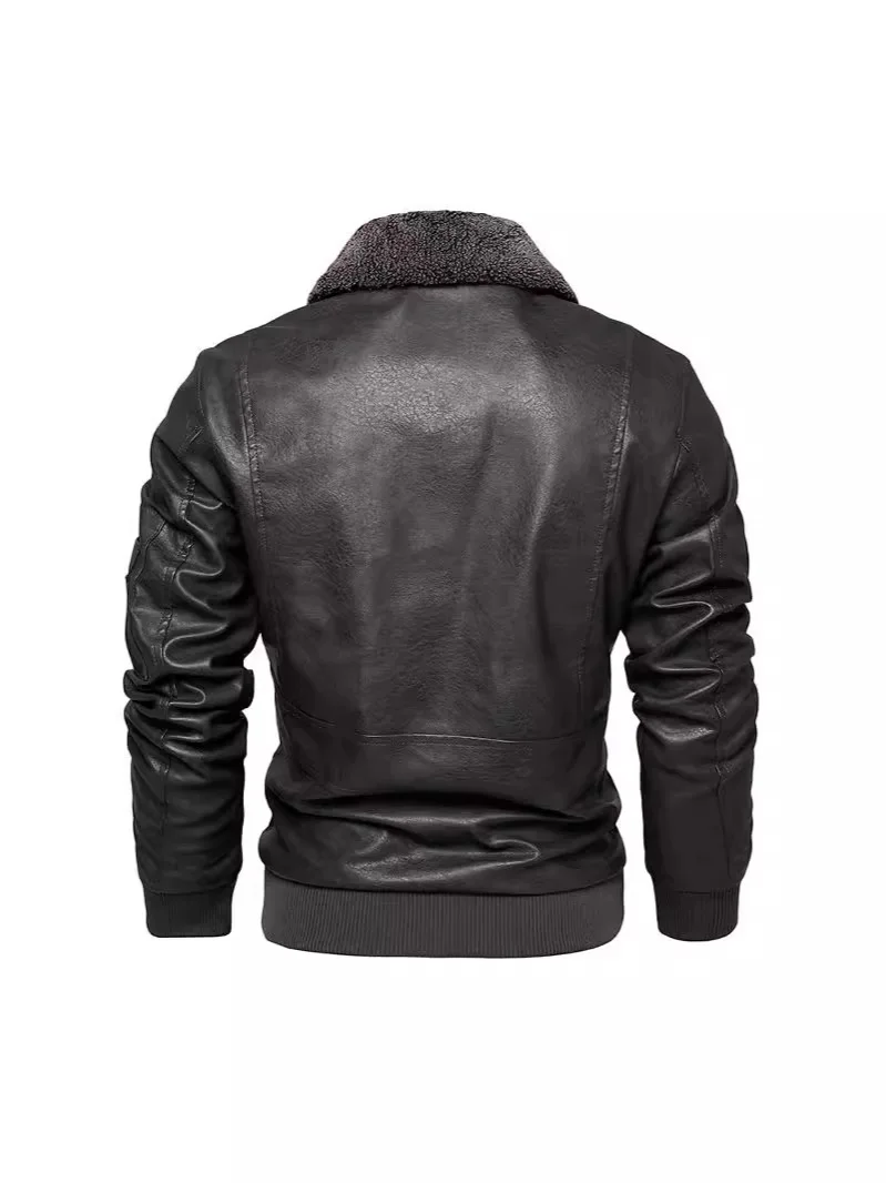 Leather jacket plus plus plus size new men's PU leather jacket European and American motorcycle suit with fleece leather jacket