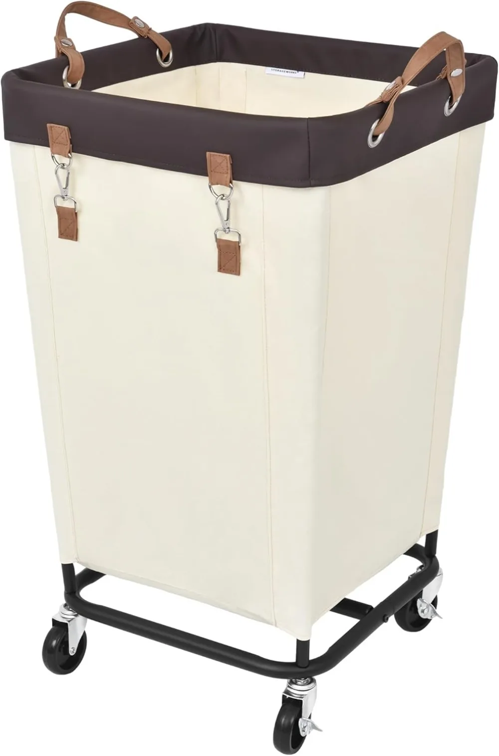 

Wheeled Laundry Basket Large Size for Hotel Family Wardrobe Dormitory Dirty Clothes Basket Beige 1 Piece