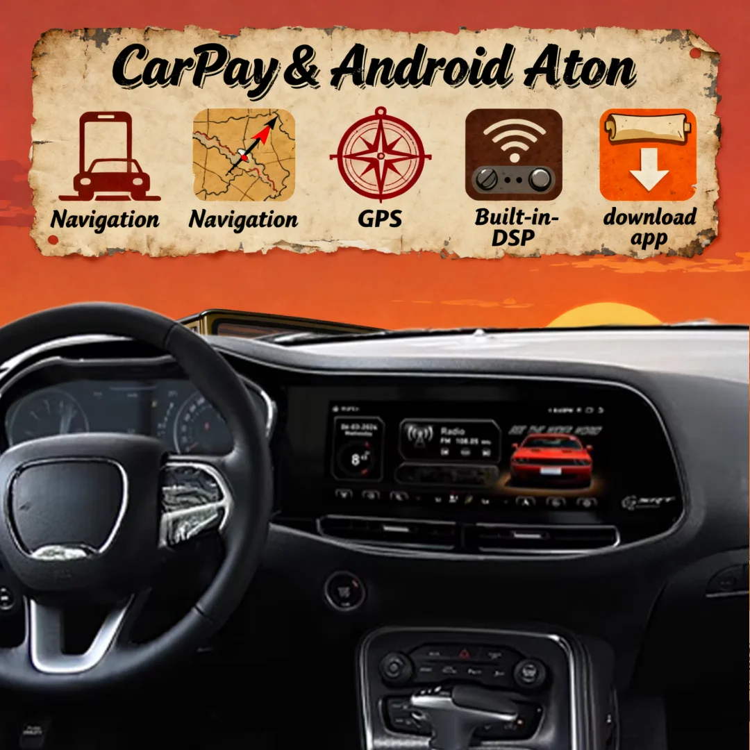 

12,3-дюймовый сенсорный ЖК-экран для Dodge Challenger Charger SRT Hellcat 2010-2024 Carplay Android автомобильный радиоприемник мультимедийный плеер GPS Navi