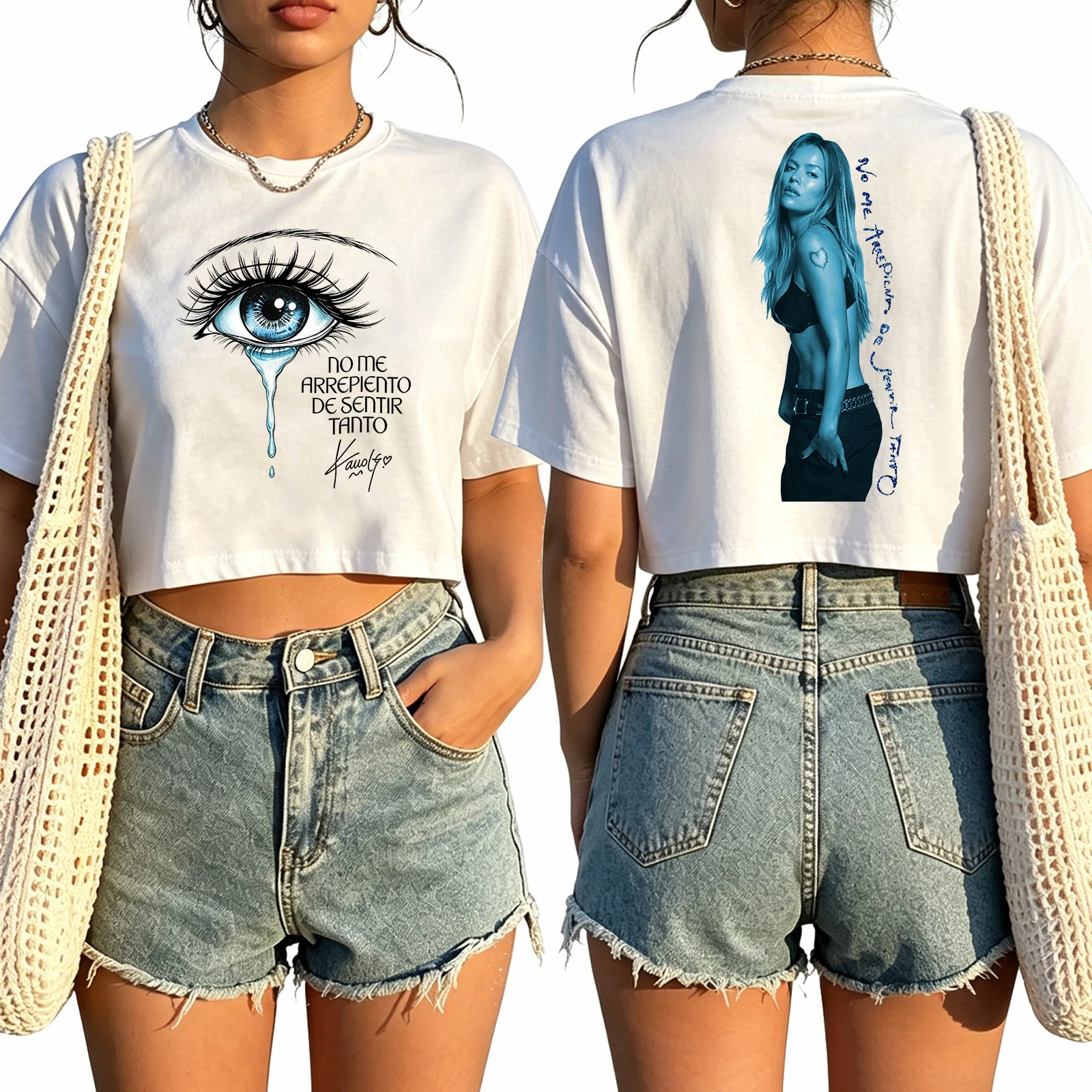 Karol G No Me Arrepiento De Sentir Tanto Album Crop Top Women Short Sleeve T-Shirt for Music Lover Gift