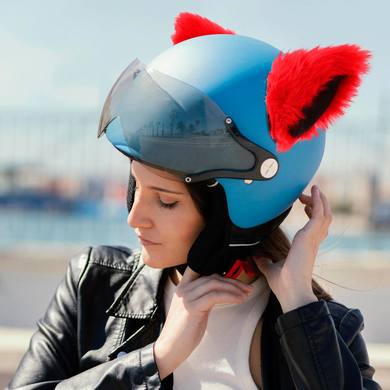 

1Pair Cat Ears Motorcycle Decoration Unique Stylish Detachable Simulated Animal Ear Clips Universal Ornaments