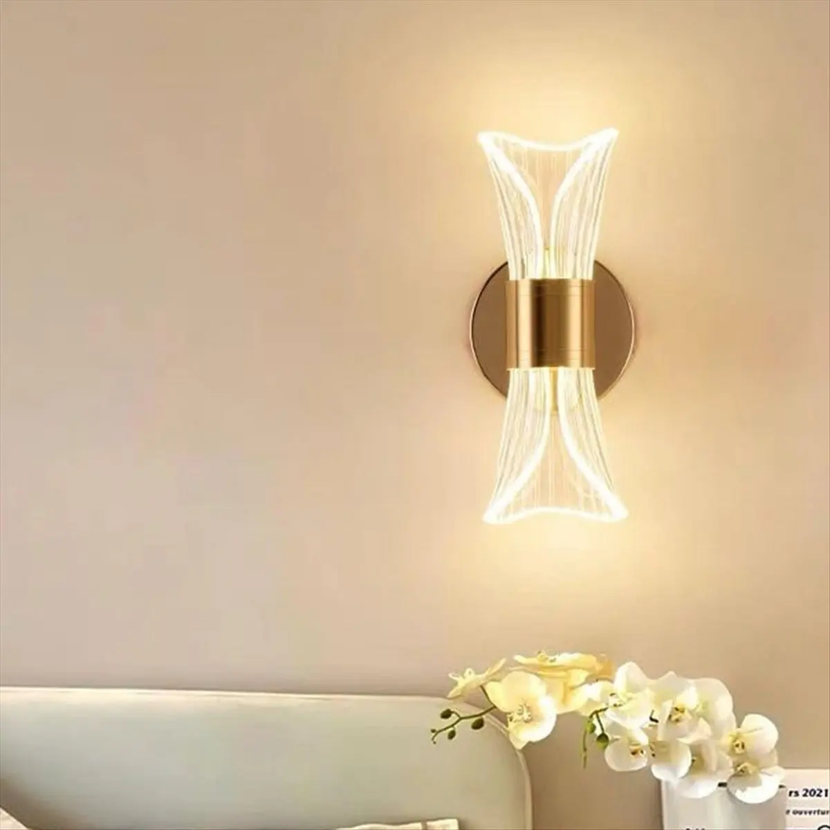 

Настенный светильник BABQ Gold из акрила, декоративный светодиодный настенный светильник с 3 вариантами цветовой температуры, идеально подходит для прихожей и как прикроватная лампа