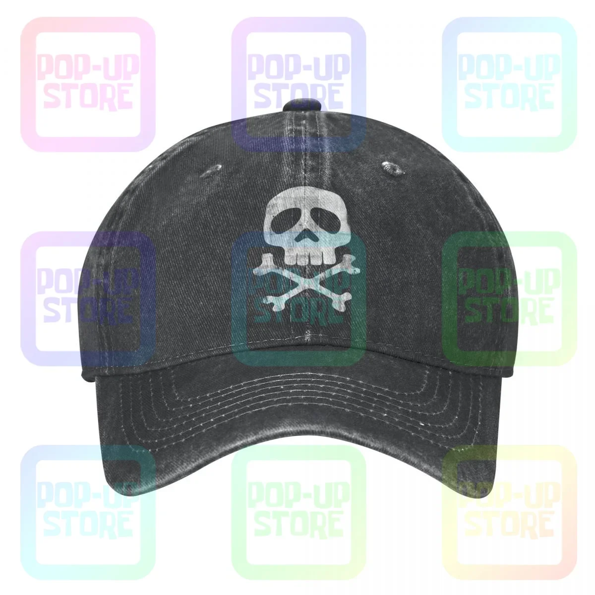 

Capitan Harlock Teschio Skull Arcadia Jolly Roger Cartoni Washed Denim Baseball Cap Trucker Hats Design Streetwear