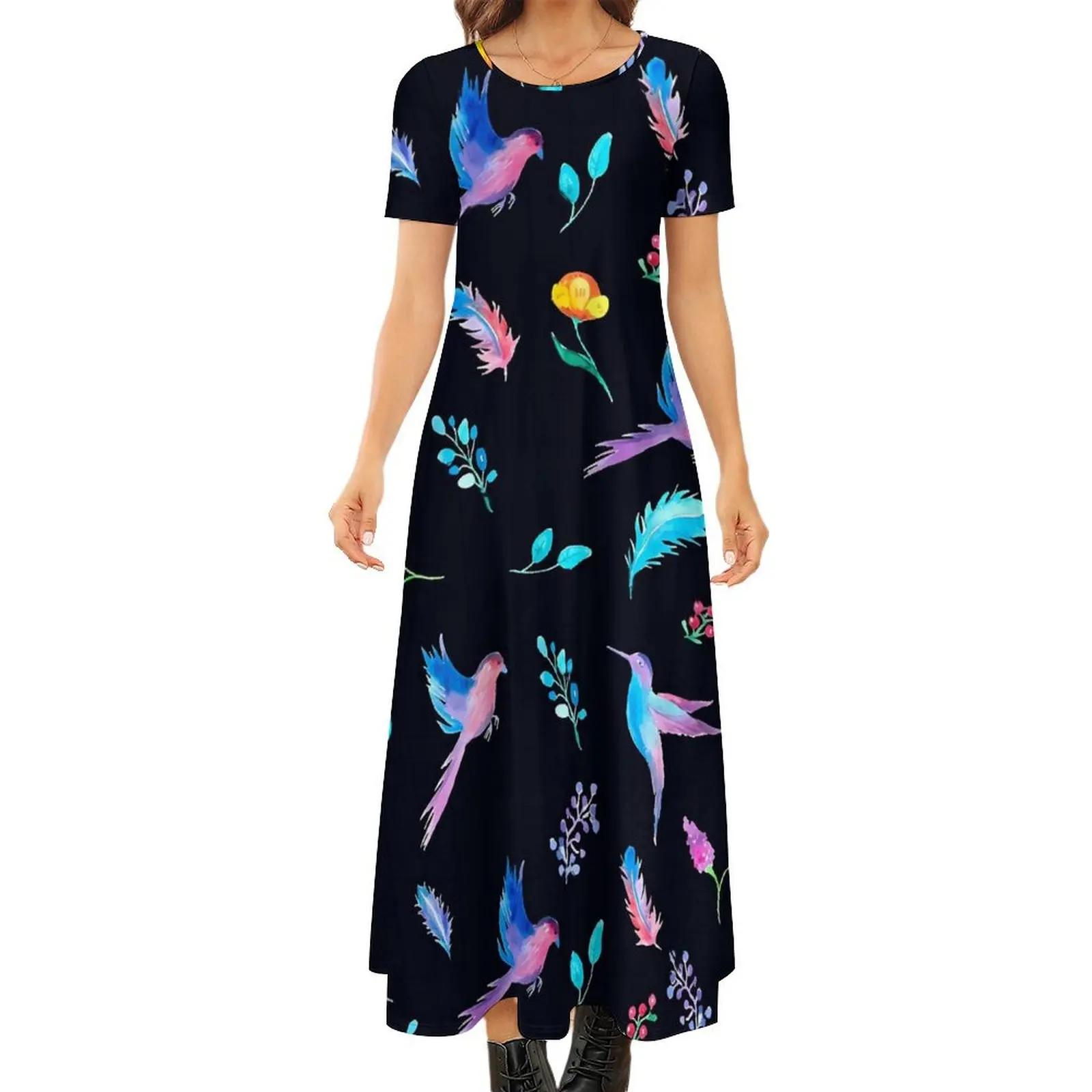 

Bird And Floral Dress Pretty Birdie Aesthetic Bohemia Long Dresses Woman Cute Maxi Dress Gift