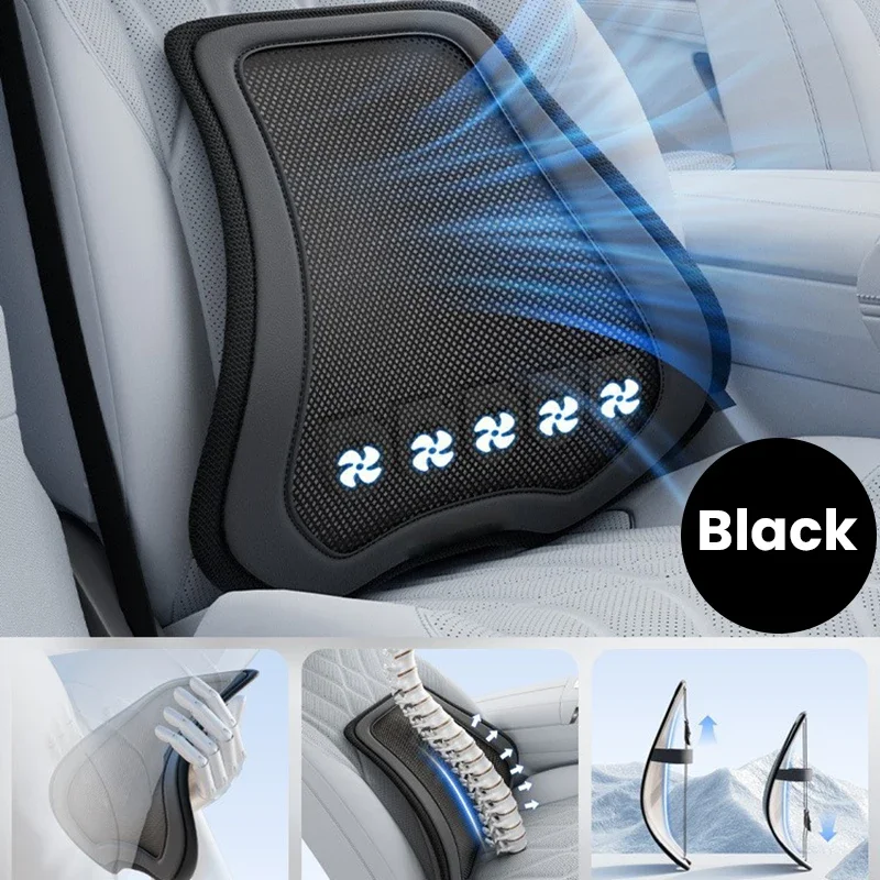 Car Lumbar Cushion Built-in Fan Ventilated Breathable Waist Support Pad Sedentary Driving Waist Protection Cushion for Car USB view 5