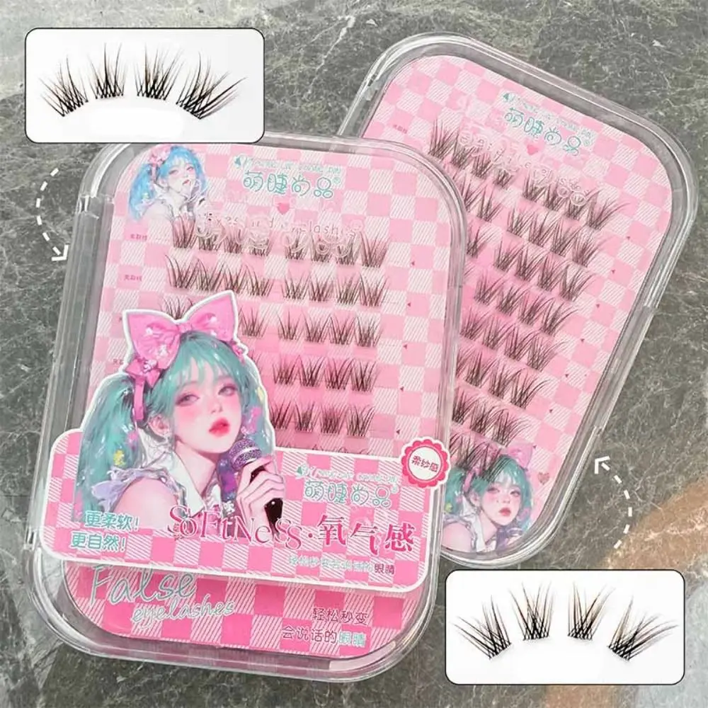 甘い自己粘着まつげクラスターメイクアップ DIY 接着剤不使用の偽まつげ再利用可能な個別粘着つけまつげグラフトまつげ