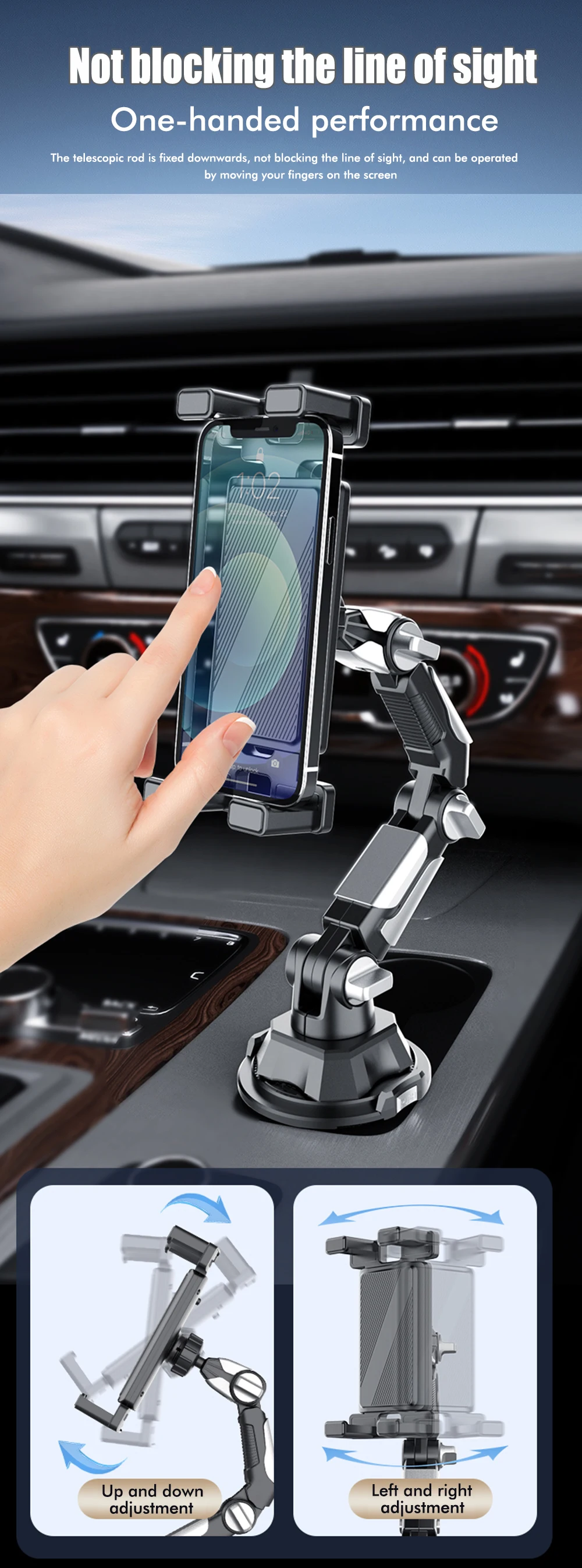 Auto-Getränkehalter, Auto-Getränkehalter für den Innenraum, verstellbarer Halter für Wasserflaschen, Handy, Tablet und Computer, universeller Autohalter. – Detail 4