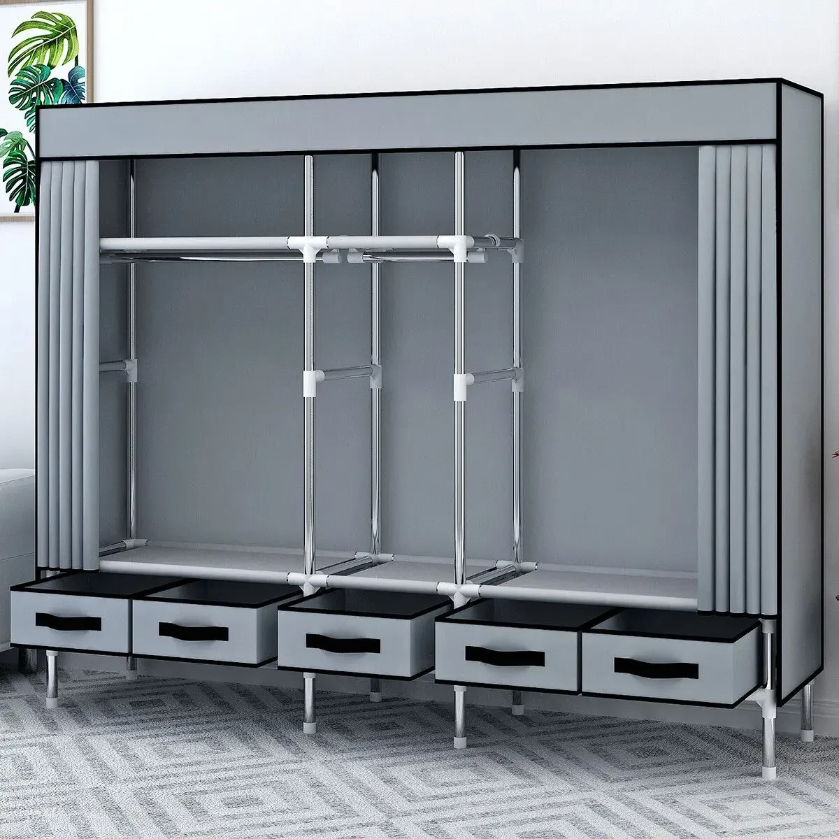 

Clothes Closet Drawers Steel Pipe Thickened Assembly Durable Full Steel Frame for Rental Houses Household Bedrooms Wardrobes