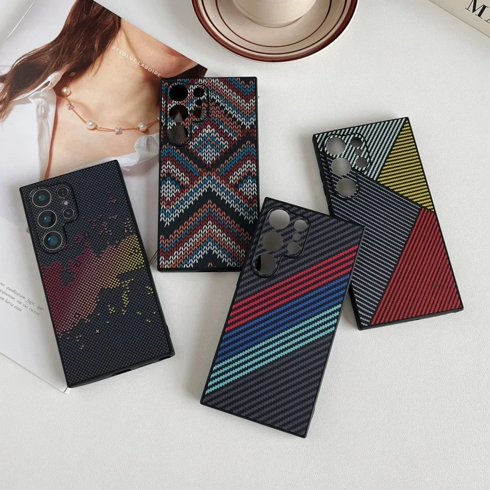 

For Samsung Galaxy S24 ultra S23 PLUS Kevlar carbon fiber texture phone case for Samsung S24 S23 magsafe Shockproof light case
