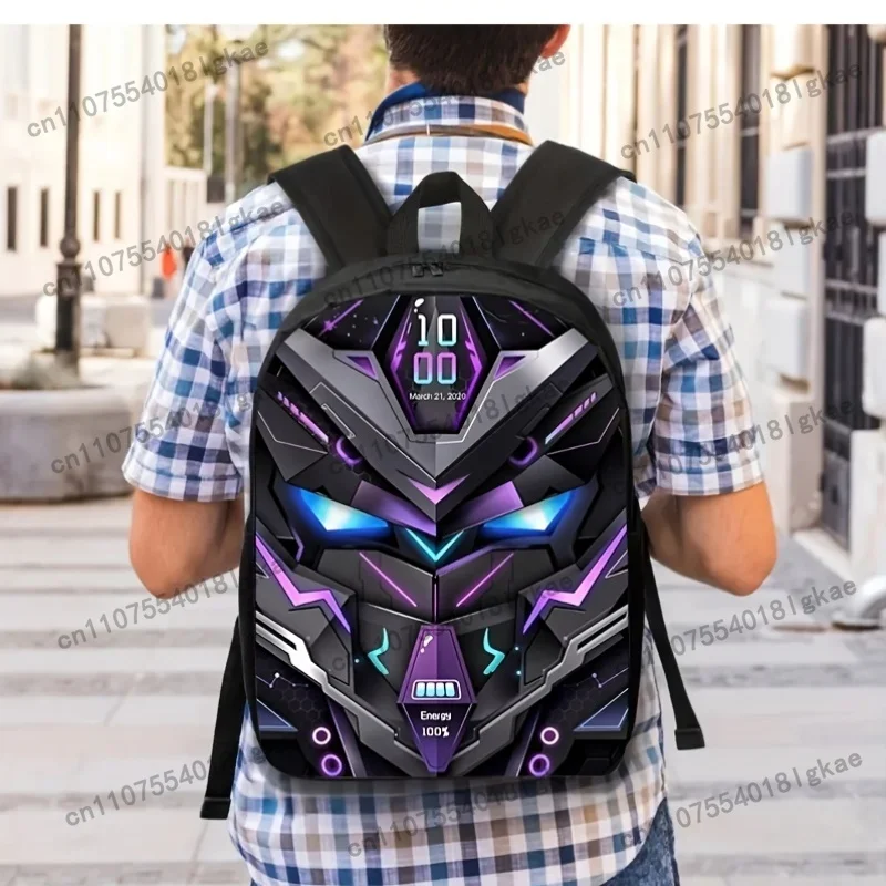 3pcs/1pc Robot Print Backpack Set - Lightweight Travel Backpack, Multi-Functional Storage Bag & Organizer | Adjustable Straps, S