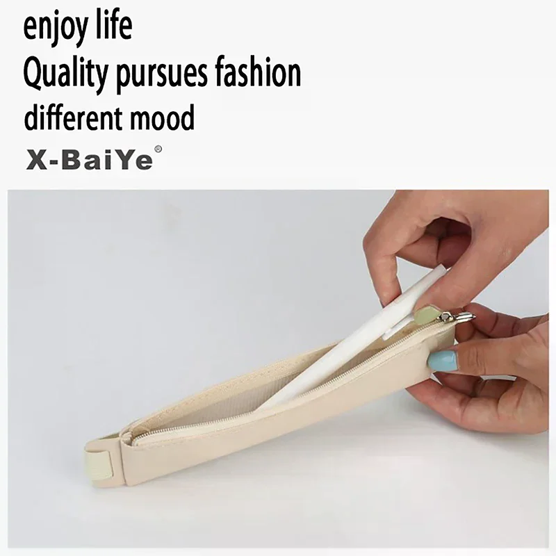 بو الجلود مشبك مرن مقلمة دفتر القلم حقيبة شاشة تعمل باللمس غطاء القلم #5