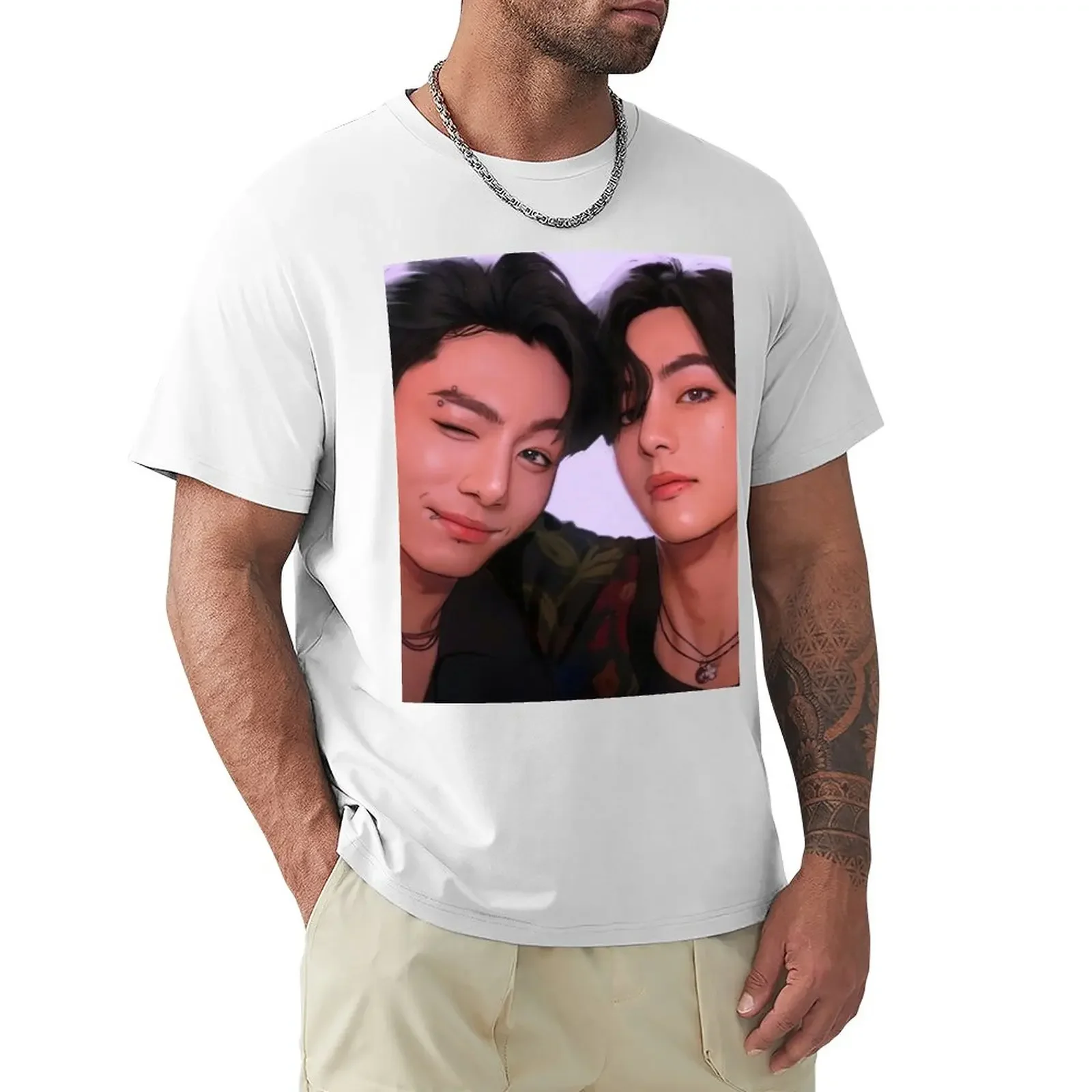 Taekook the late show 2021 photo T-Shirt funny t shirt summer clothes plus size tops Short t-shirt t shirts for men