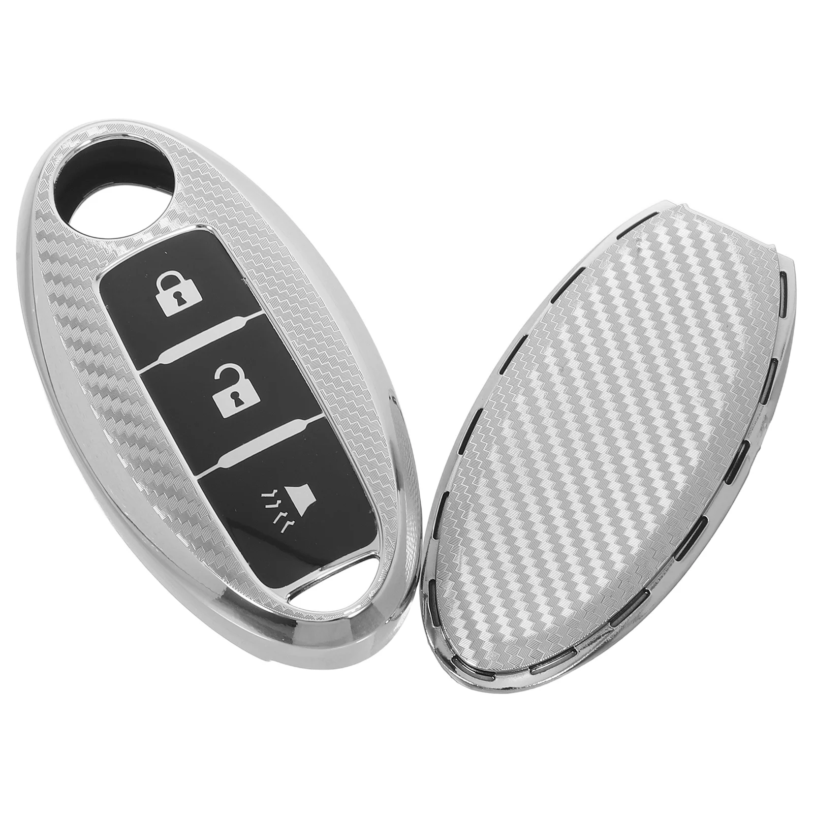 

Car Key Fob Shell Replacement Carbon Fiber Silicone Cover Remote Keyless Entry Protector Case for Kicks