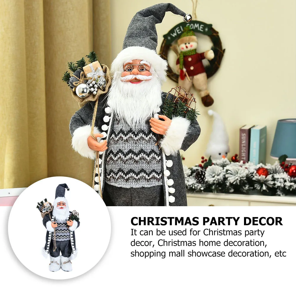 

1Pcs Santa Claus Xmas Ornament Dark Grey Decorative Christmas Party Desktop Decoration Handmade Cloth Art Christmas Supplies