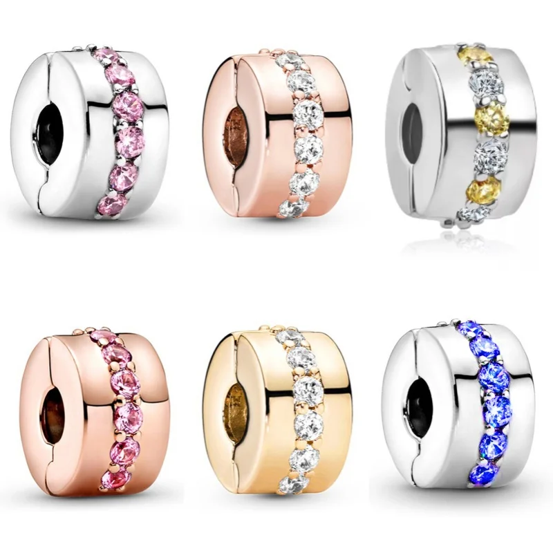 New Round Charms Beads Fixed Clip Safety Buckle Bead String Decoration Accessories For Pandora Bracelet DIY Fine Jewelry Gifts ﻿