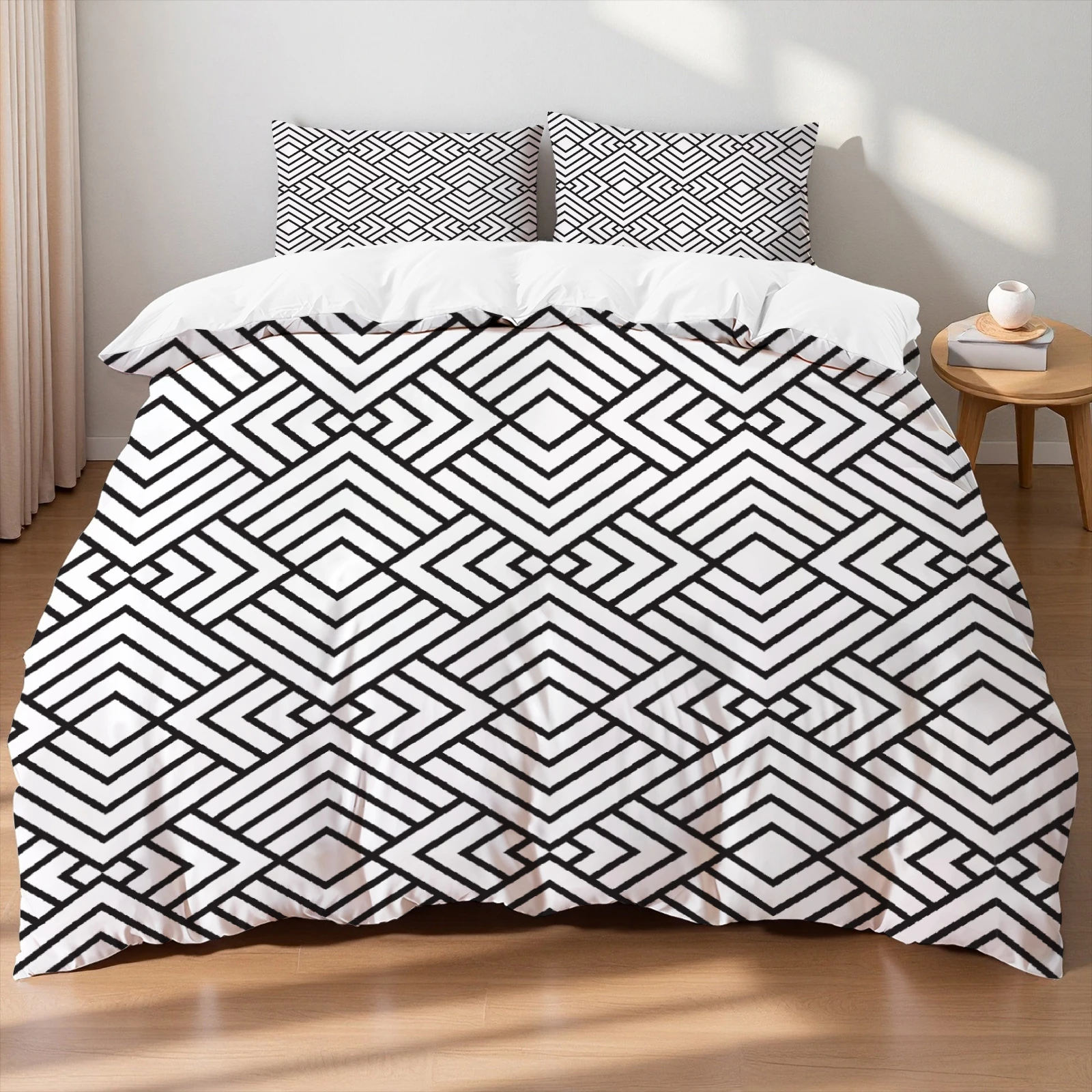 

Nordic Bedding Sets Stripe Linear Art Black White Gifts 3pcs Single Twin Full Size Geometry Duvet Covers with 2 Pillowcases