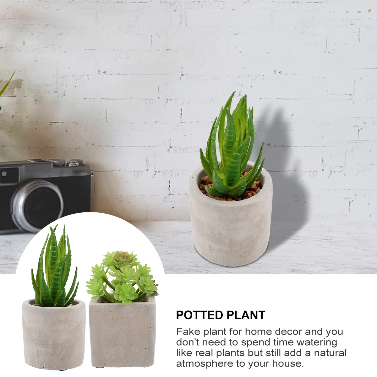 

2pcs Simulation Potted Artificial Green Plant Decor For Home Office Living Room Imitated Succulent Bonsai Fake Plant Home