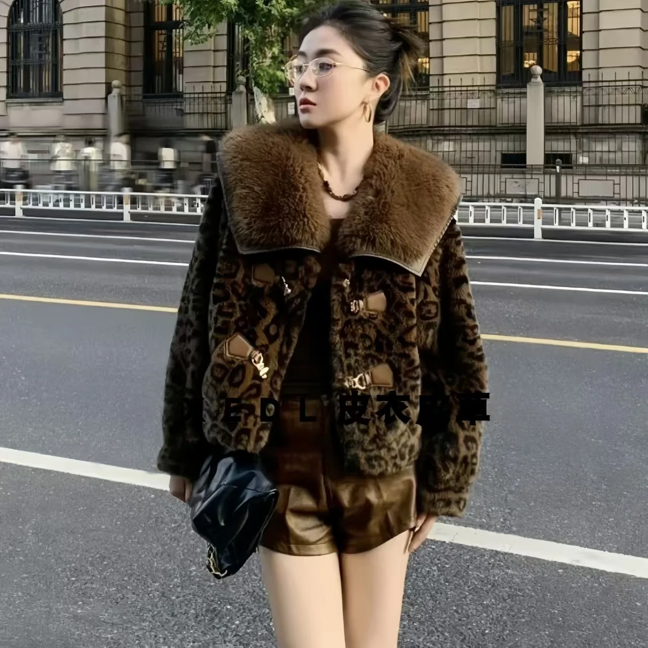 Faux Mink Fur Coats for Women,Leopard Print Jackets,Female Overcoat,Thicken Warm Clothes,England Style,High Quality,New ,Winter