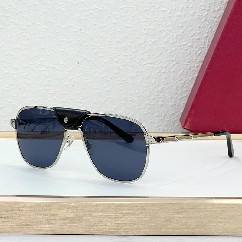 

INS Fashion Classical Black Sliver Pilot Sunglasses for Men Luxury Craft Top Quality High Street Alloy Solar for Male