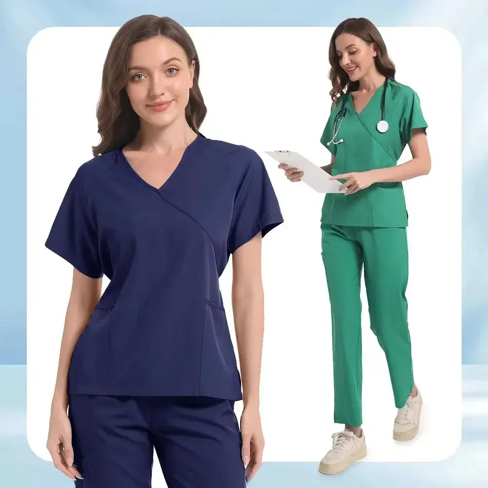 Surgical Uniforms Woman Scrub Set Medical Nurse Beauty Salon Workwear Clinical Scrubs Top Pants Spa Doctor Nursing Clinical Suit